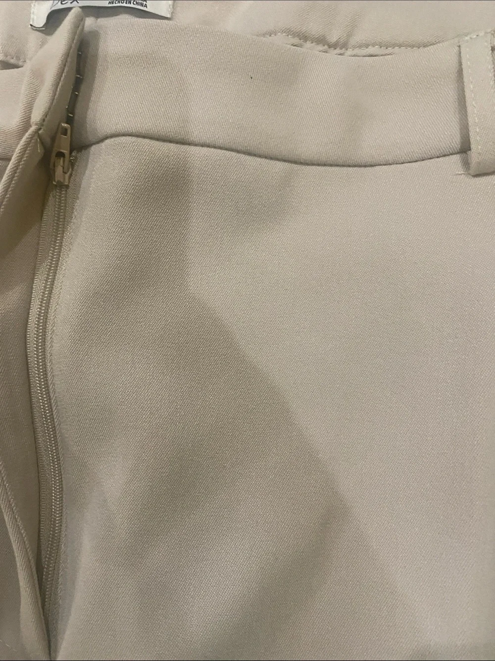 Women Plus Size Dress Pants; Classic Tailored Trousers in Light Beige - Picture 5 of 7